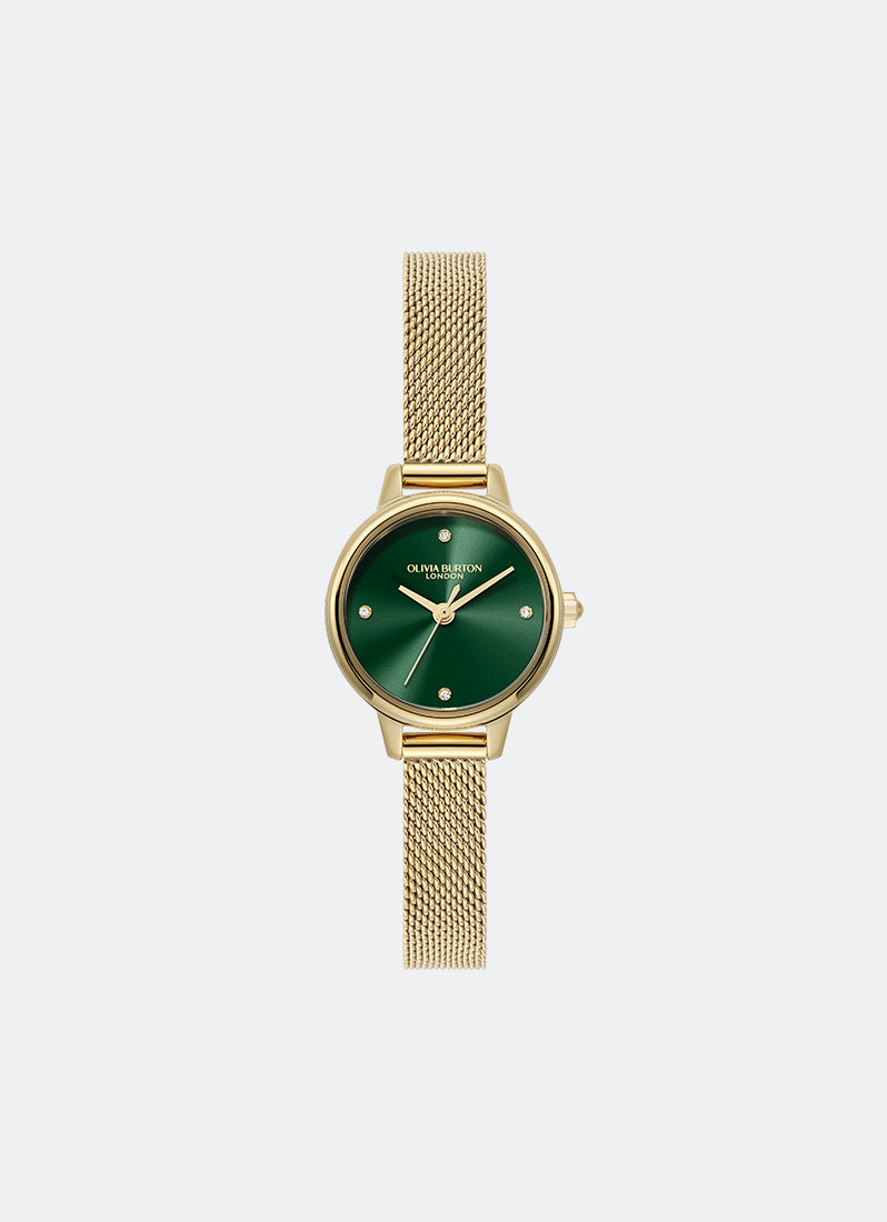 Jam Tangan Olivia Burton Classic Mini Forest Green & Gold Mesh 23mm - 24000246