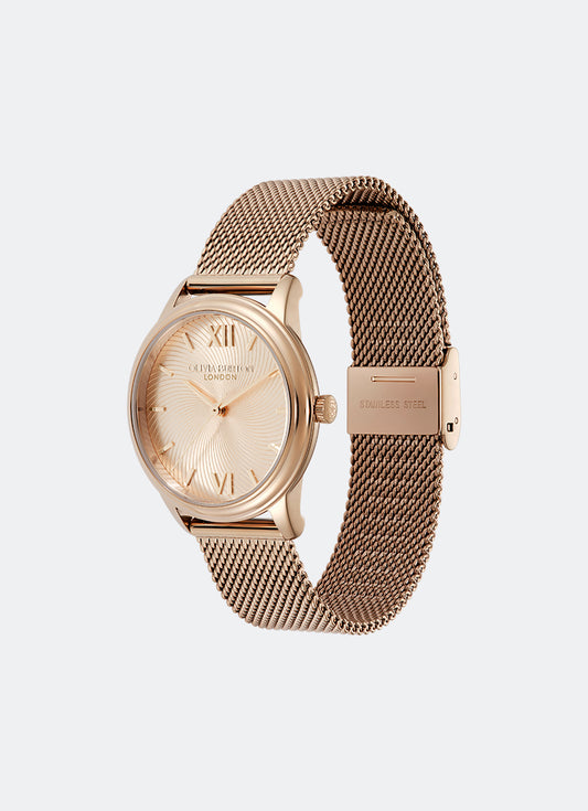 Jam Tangan Olivia Burton Classic Swirl Carnation Gold & Rose Gold Mesh 32mm 24000275