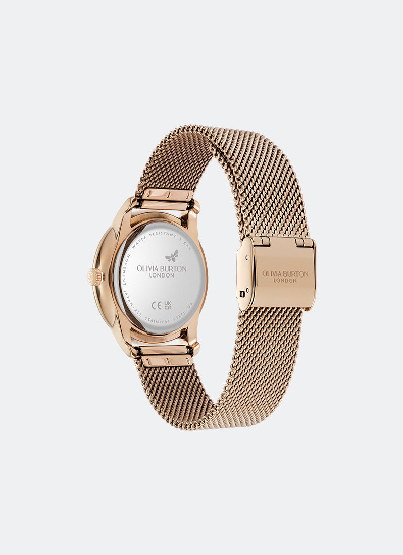 Jam Tangan Olivia Burton Classic Swirl Carnation Gold & Rose Gold Mesh 32mm 24000275