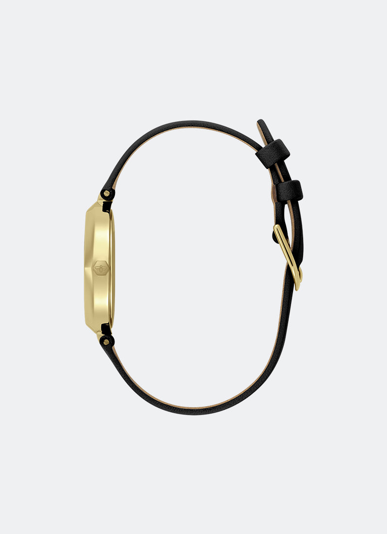 Jam Tangan Olivia Burton Classic T-Bar Black Onyx Dial Black Leather Strap 32mm - 24000263