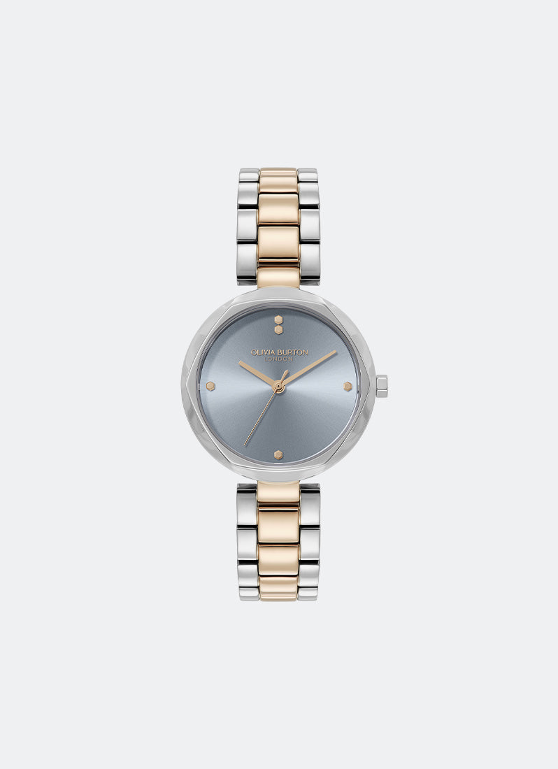 Jam Tangan Olivia Burton Classic T-Bar Chalk Blue Dial 3 Link Bracelet 32mm - 24000261