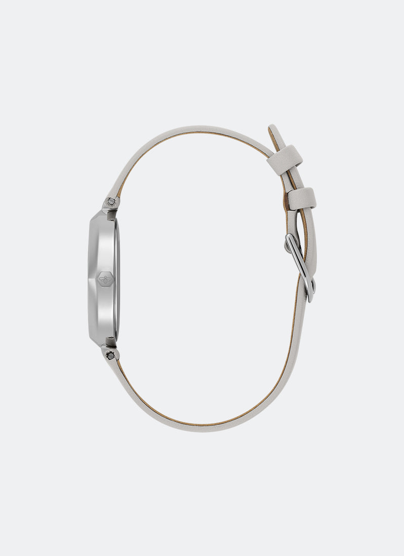 Jam Tangan Olivia Burton Classic T-Bar Silver White Dial Earl Grey Leather Strap 32mm - 24000262