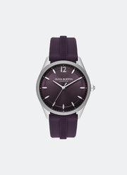 Jam Tangan Olivia Burton Coin Edge Bezel Midnight Plum Sunray Dial Silicone Strap 38mm - 24000181