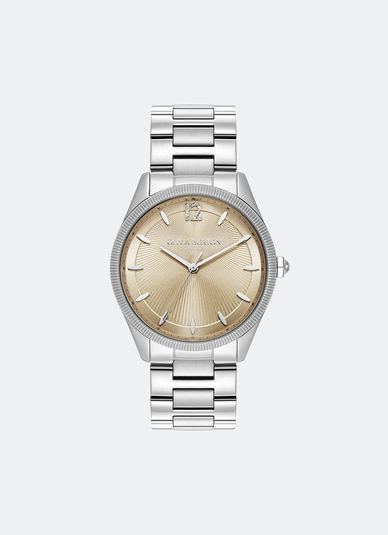 Jam Tangan Olivia Burton Coin Edge Bezel Nude Sunray Dial with SS 38mm - 24000177