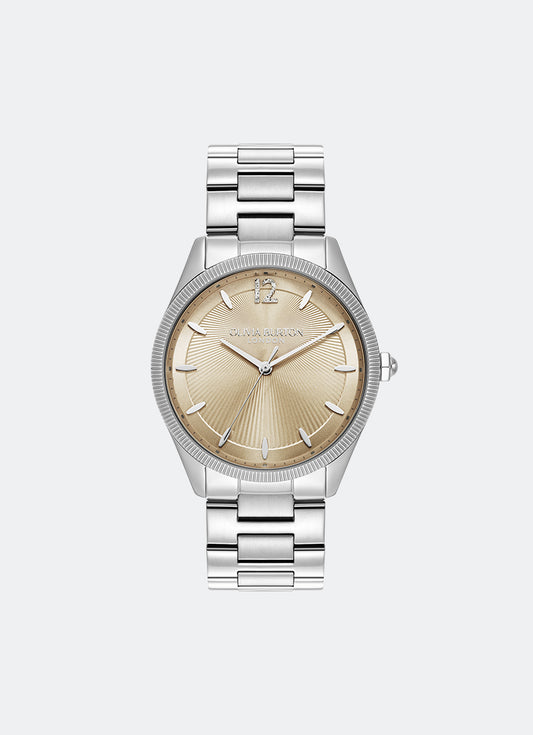 Jam Tangan Olivia Burton Coin Edge Bezel Nude Sunray Dial with SS 38mm - 24000177