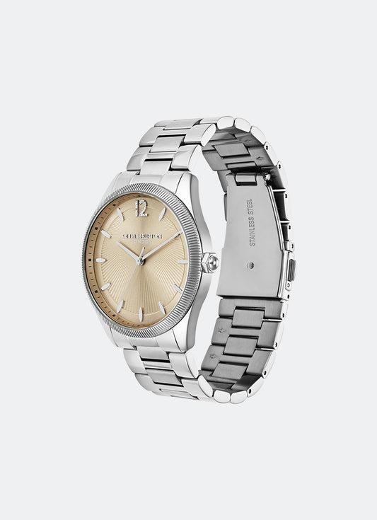 Jam Tangan Olivia Burton Coin Edge Bezel Nude Sunray Dial with SS 38mm - 24000177