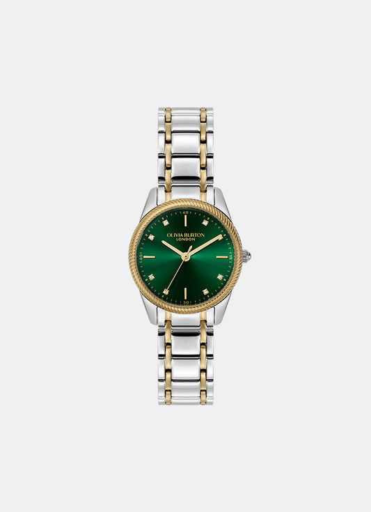 Jam Tangan Olivia Burton Egerton Forest Green & 2-Tone Bracelet 28mm 24000292