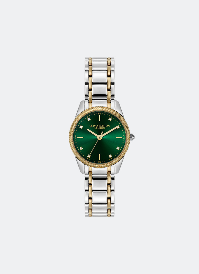 Jam Tangan Olivia Burton Egerton Forest Green & 2-Tone Bracelet 28mm 24000292