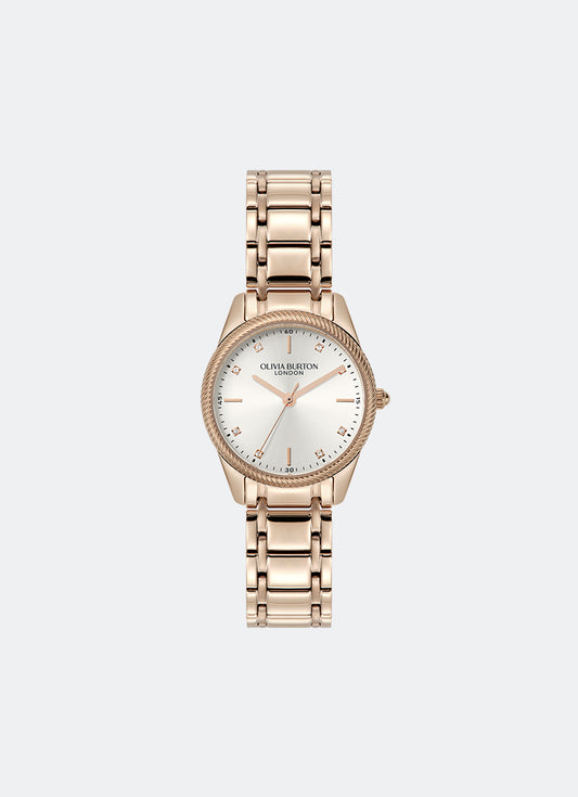 Jam Tangan Olivia Burton Egerton White & Rose Gold Bracelet 28mm 24000291