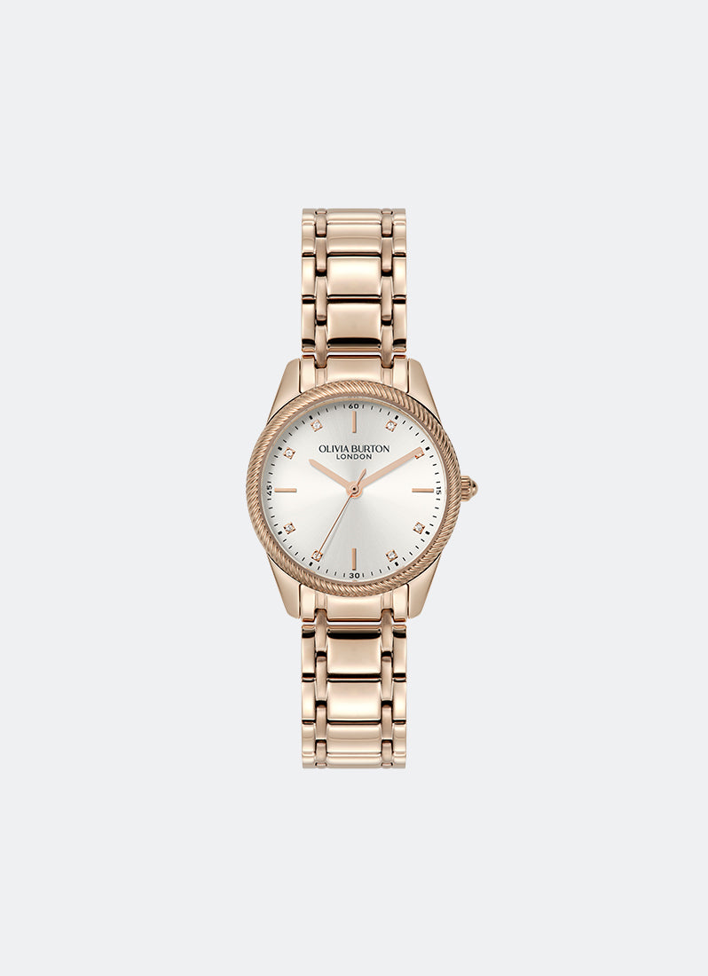 Jam Tangan Olivia Burton Egerton White & Rose Gold Bracelet 28mm 24000291