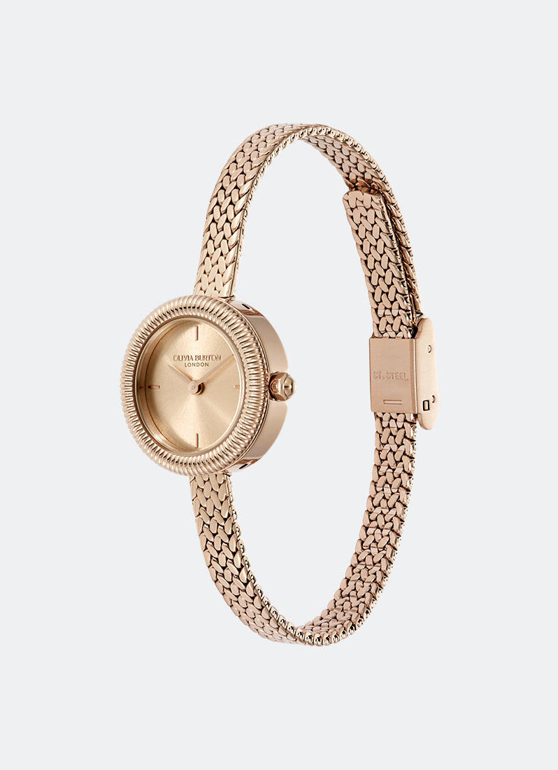 Jam Tangan Olivia Burton Finery Rose Gold Mesh 20mm 24000280