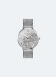 Jam Tangan Olivia Burton Floral Blooms Ultra Slim Silver Mesh Watch 35mm - 24000115