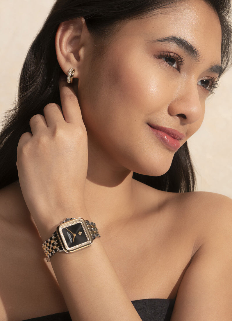 Jam Tangan Olivia Burton Grosvenor Black & Gold Bracelet Watch 28mm - 24000124