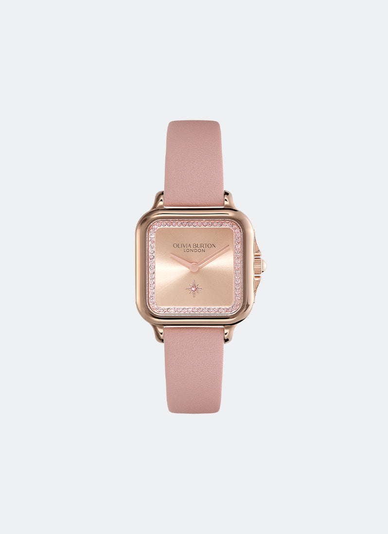 Jam Tangan Olivia Burton Grosvenor Blush & Mellow Rose Leather Strap Watch 28mm - 24000122