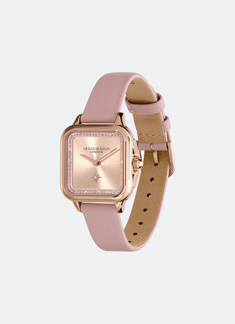 Jam Tangan Olivia Burton Grosvenor Blush & Mellow Rose Leather Strap Watch 28mm - 24000122