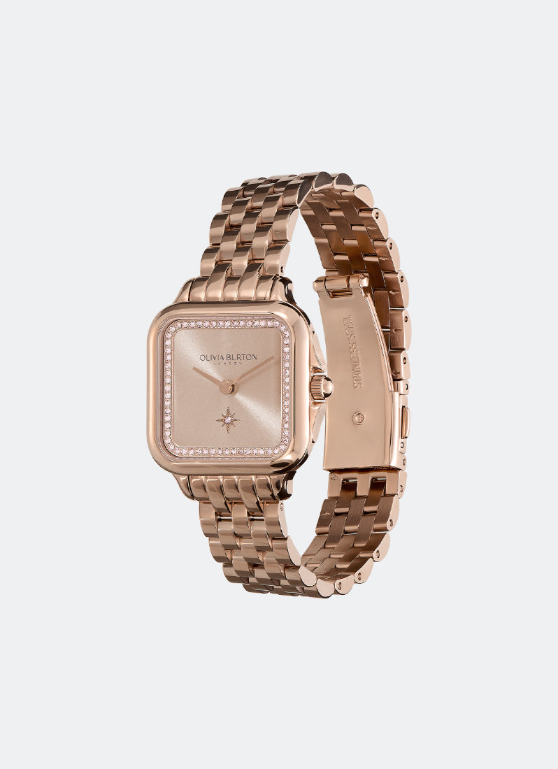 Jam Tangan Olivia Burton Grosvenor Blush Sunray Bracelet Watch 28mm - 24000085
