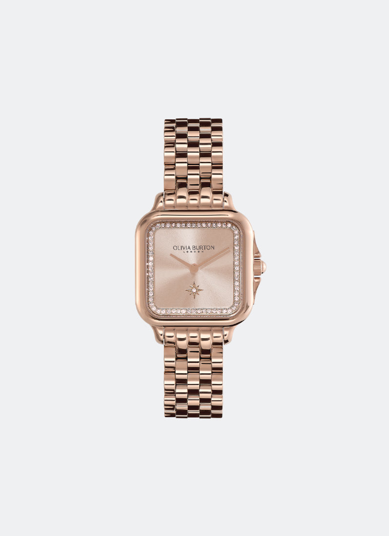 Jam Tangan Olivia Burton Grosvenor Blush Sunray Bracelet Watch 28mm - 24000085