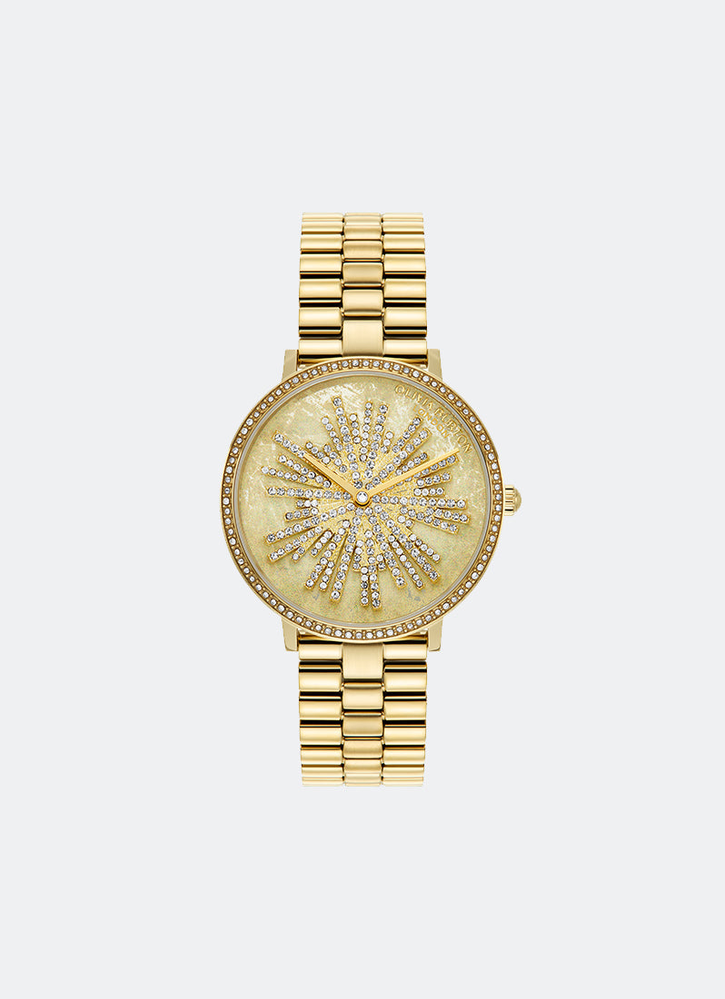 Jam Tangan Olivia Burton Ice Burst Gold & Ivory Bracelet Watch 35mm - 24000186