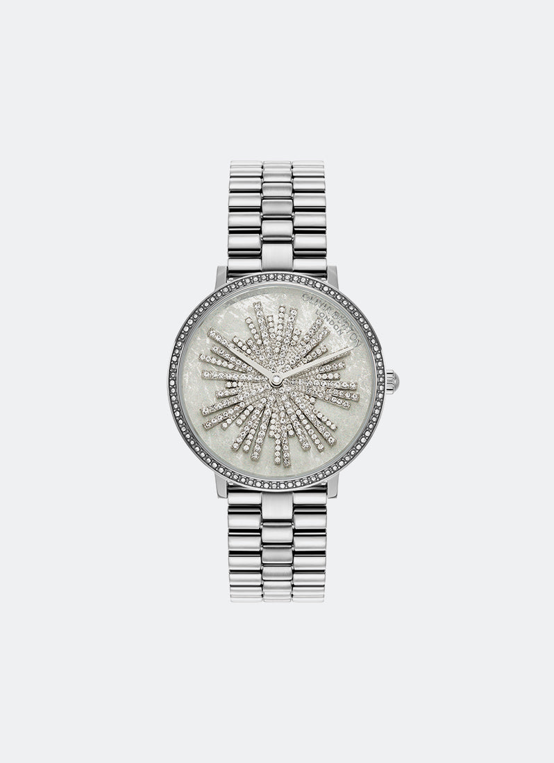 Jam Tangan Olivia Burton Ice Burst Silver & Light Grey Bracelet Watch 35mm - 24000187