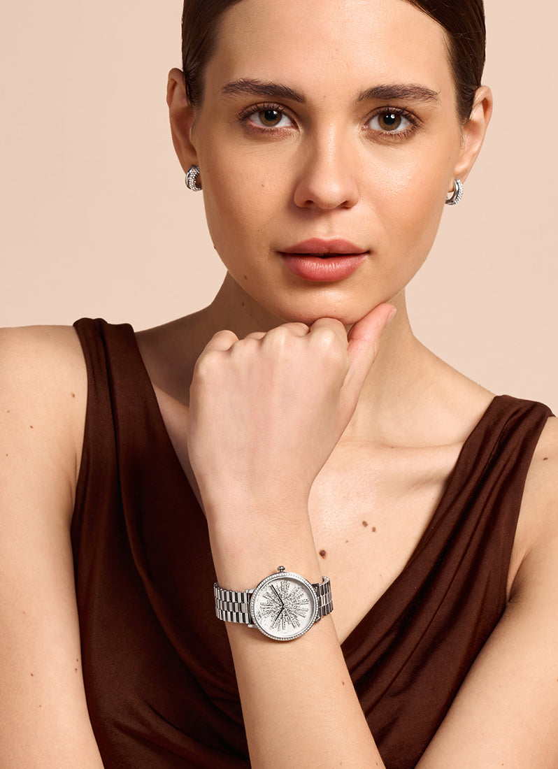 Jam Tangan Olivia Burton Ice Burst Silver & Light Grey Bracelet Watch 35mm - 24000187