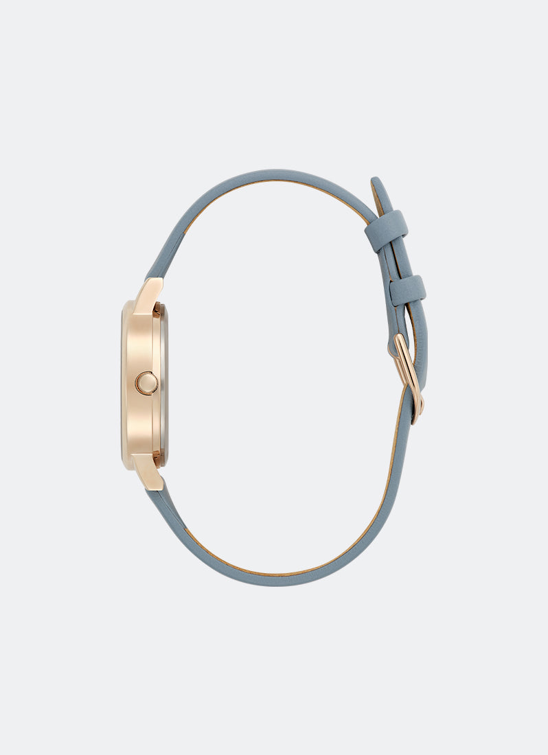 Jam Tangan Olivia Burton Illustrated Floral Dial Chalk Blue Leather Strap 30mm - 24000227