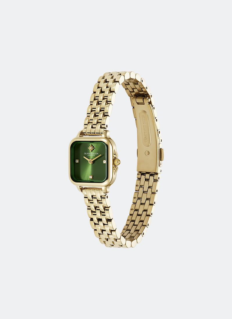Jam Tangan Olivia Burton Jam Tangan Olivia Burton Modern Classic Mini Grosvenor Deep Grass Green Sunray Dial, GP Case, GP Bracelet - 20mm 24000364 2