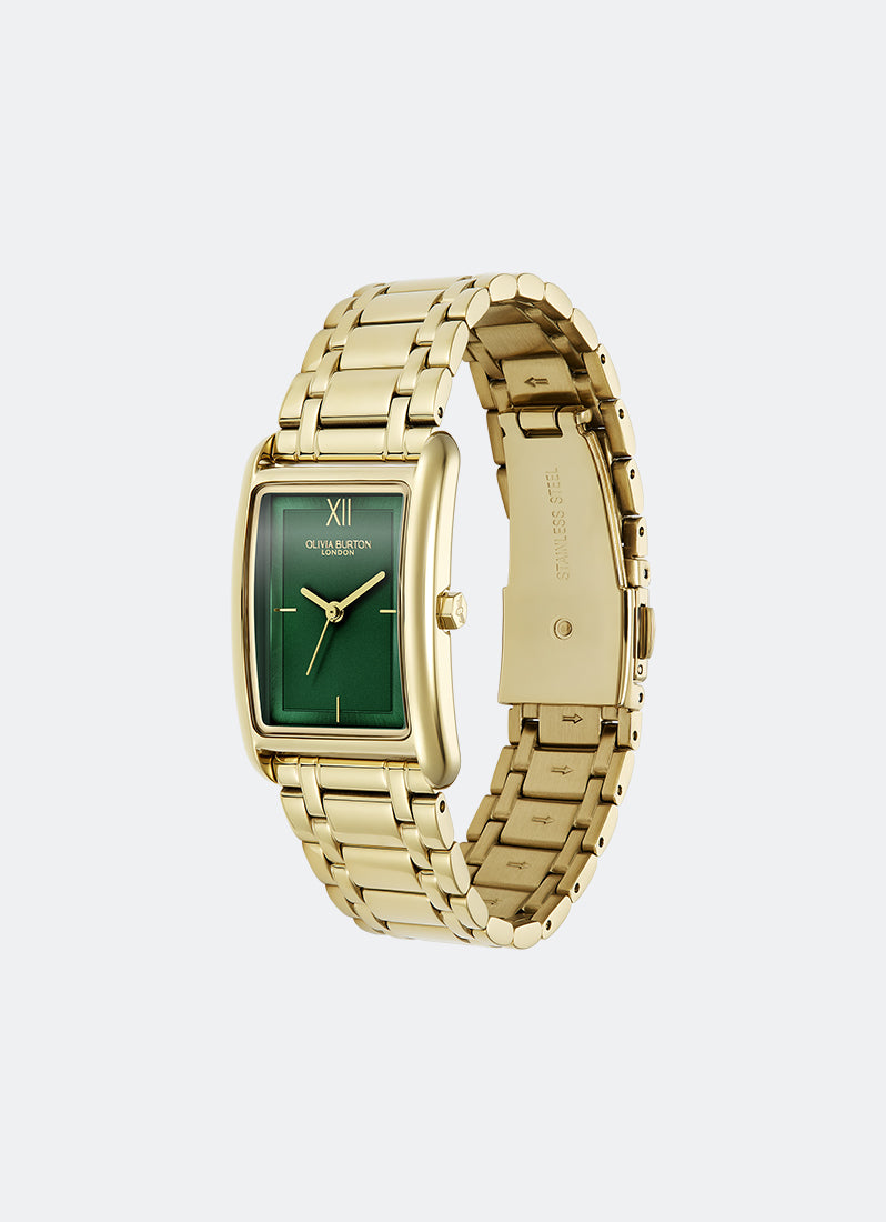 Jam Tangan Olivia Burton Jam Tangan Olivia Burton Tank Forest Green Sunray Inner Frame & Powdered Centre Etched Dial GP 30 x 21mm - 24000195