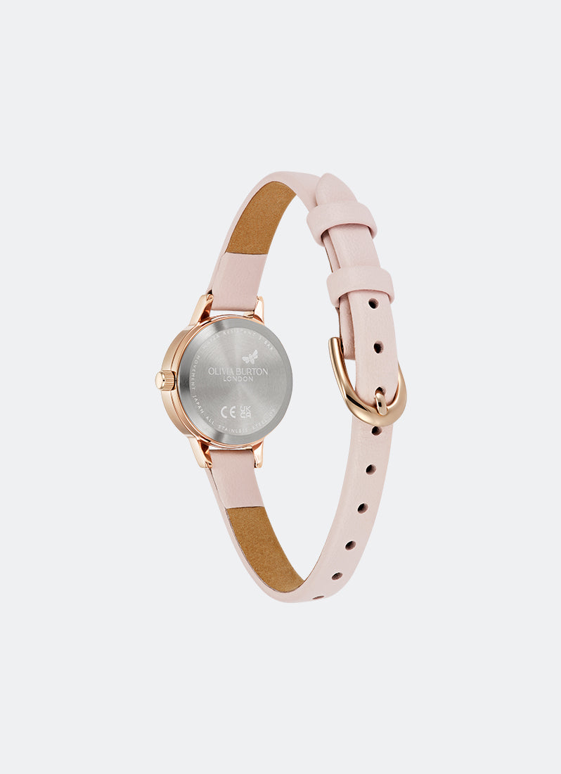 Jam Tangan Olivia Burton Mini Bee Silver White Glitter Dial Primrose Leather Strap 23mm - 24000231