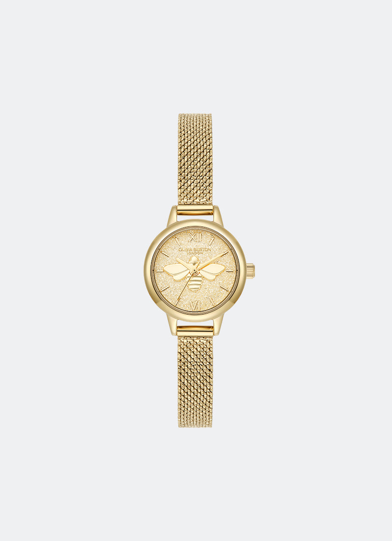Jam Tangan Olivia Burton Mini Bee Tonal Glitter Dial GP Mesh 23mm - 24000230