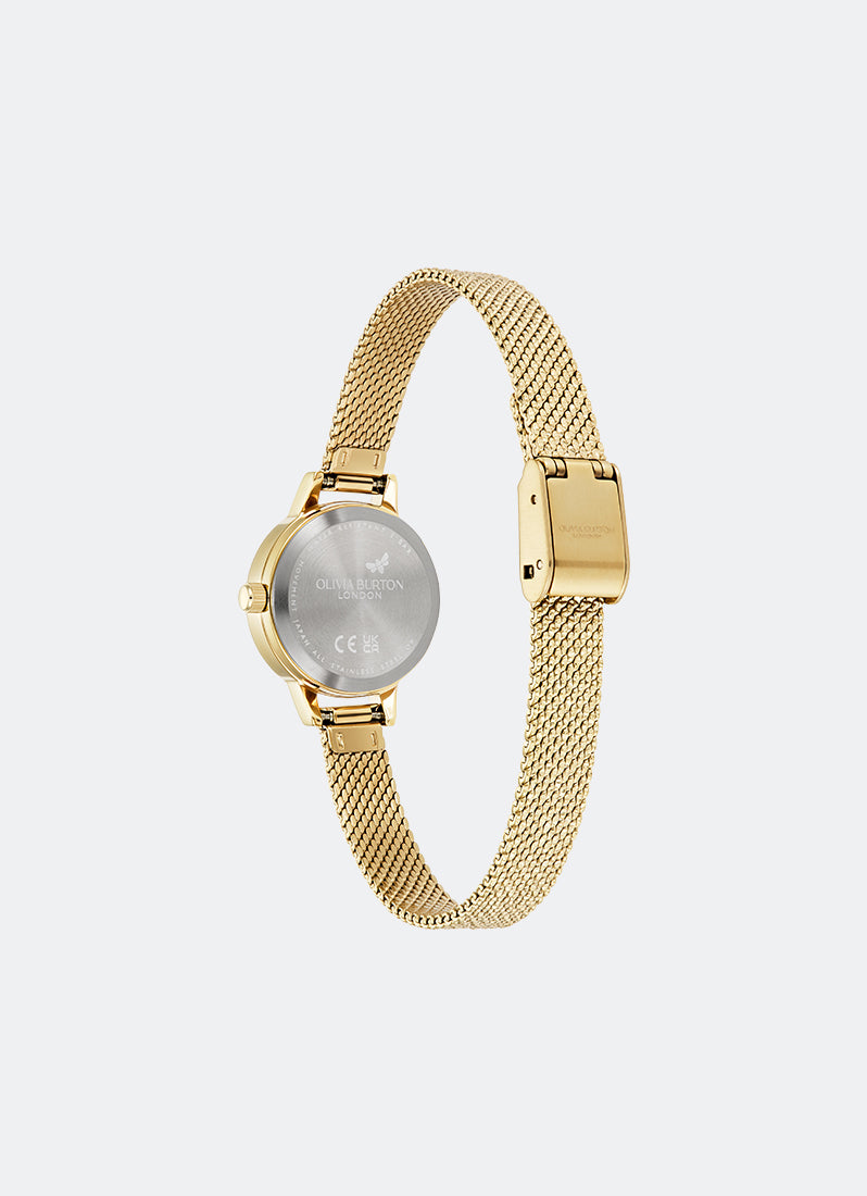 Jam Tangan Olivia Burton Mini Bee Tonal Glitter Dial GP Mesh 23mm - 24000230