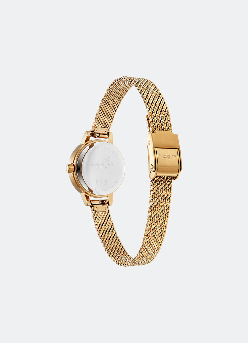 Jam Tangan Olivia Burton Mini Dial Green Mop Gold Boucle Mesh 23mm - 24000121