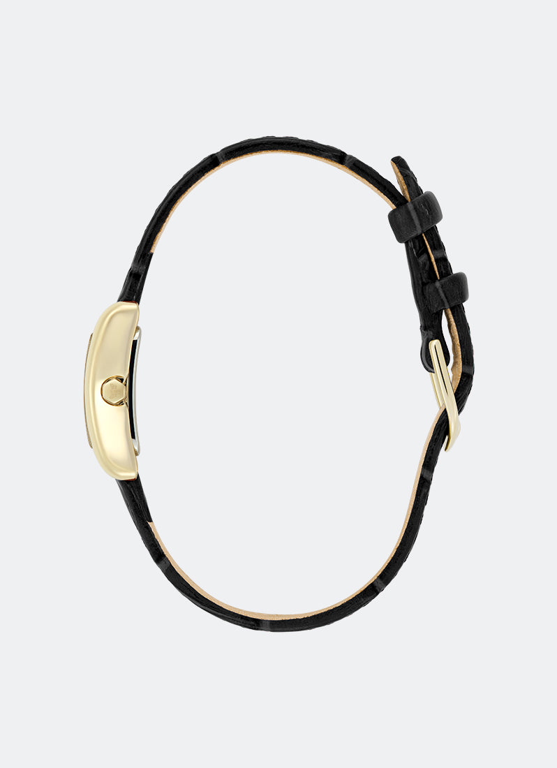 Jam Tangan Olivia Burton Mini Grove Gold & Black Croc Leather Strap 16mm 24000284