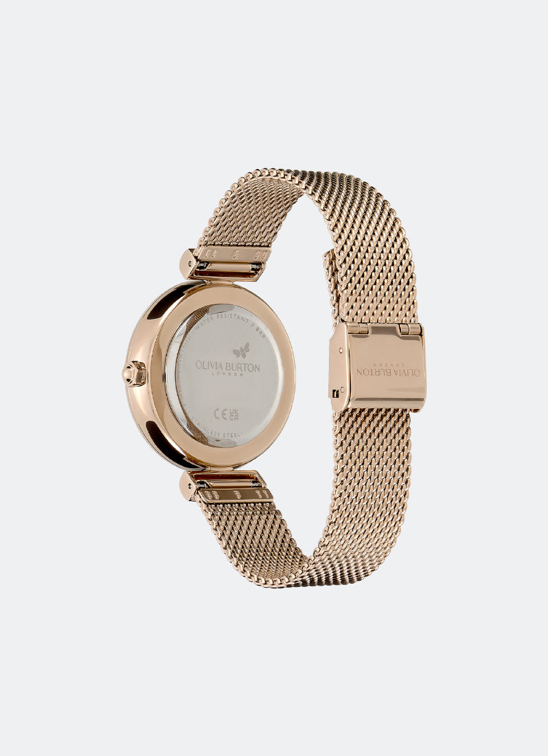 Jam Tangan Olivia Burton Minima Bee T-Bar Carnation Gold Mesh Watch 36mm - 24000097