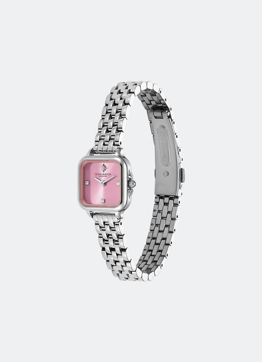 Modern Classic Mini Grosvenor Pink Frost Rosebud Sunray Dial, SS Case, SS Bracelet - 20mm Front 24000363