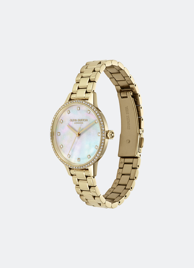 Jam Tangan Olivia Burton Modern Classics Captivate Pearlized & Crystal Dial, GP Case, GP Bracelet - 34mm 24000347