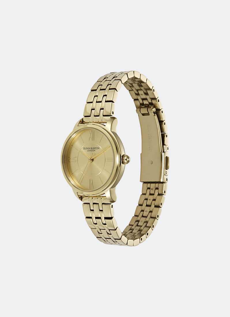 Jam Tangan Olivia Burton Modern Classics Westbourne Champagne Sunray Textured Dial, GP Case, GP Bracelet - 30mm 24000350