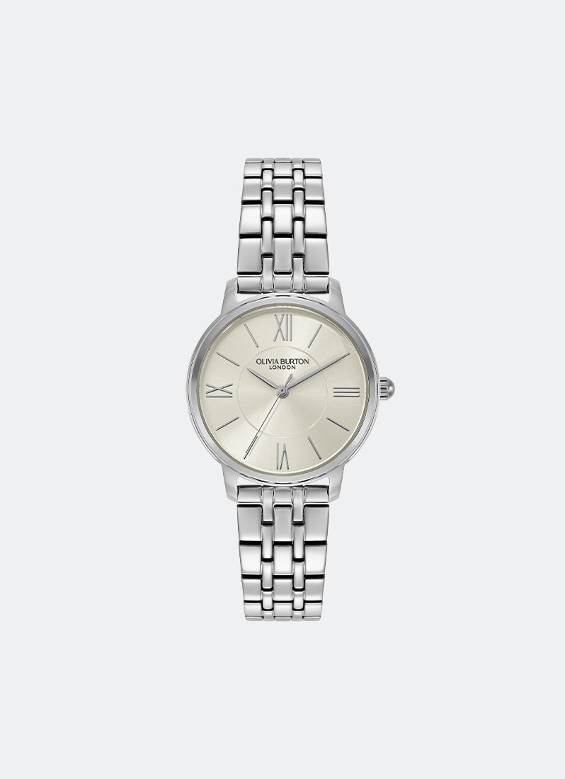 Jam Tangan Olivia Burton Modern Classics Westbourne Silver White Sunray Textured Dial, SS Case, SS Bracelet - 30mm 24000349