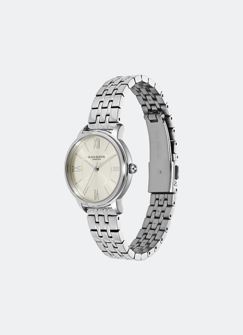 Jam Tangan Olivia Burton Modern Classics Westbourne Silver White Sunray Textured Dial, SS Case, SS Bracelet - 30mm 24000349