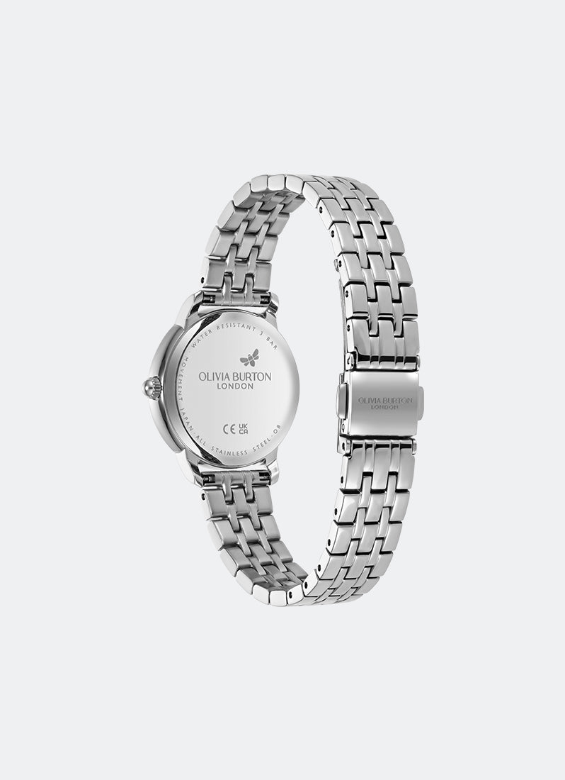 Jam Tangan Olivia Burton Modern Classics Westbourne Silver White Sunray Textured Dial, SS Case, SS Bracelet - 30mm 24000349