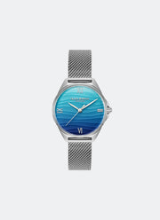 Jam Tangan Olivia Burton Signature Azure Green/Blue Tone Water Inspired Dial, SS Case, SS Mesh - 30mm