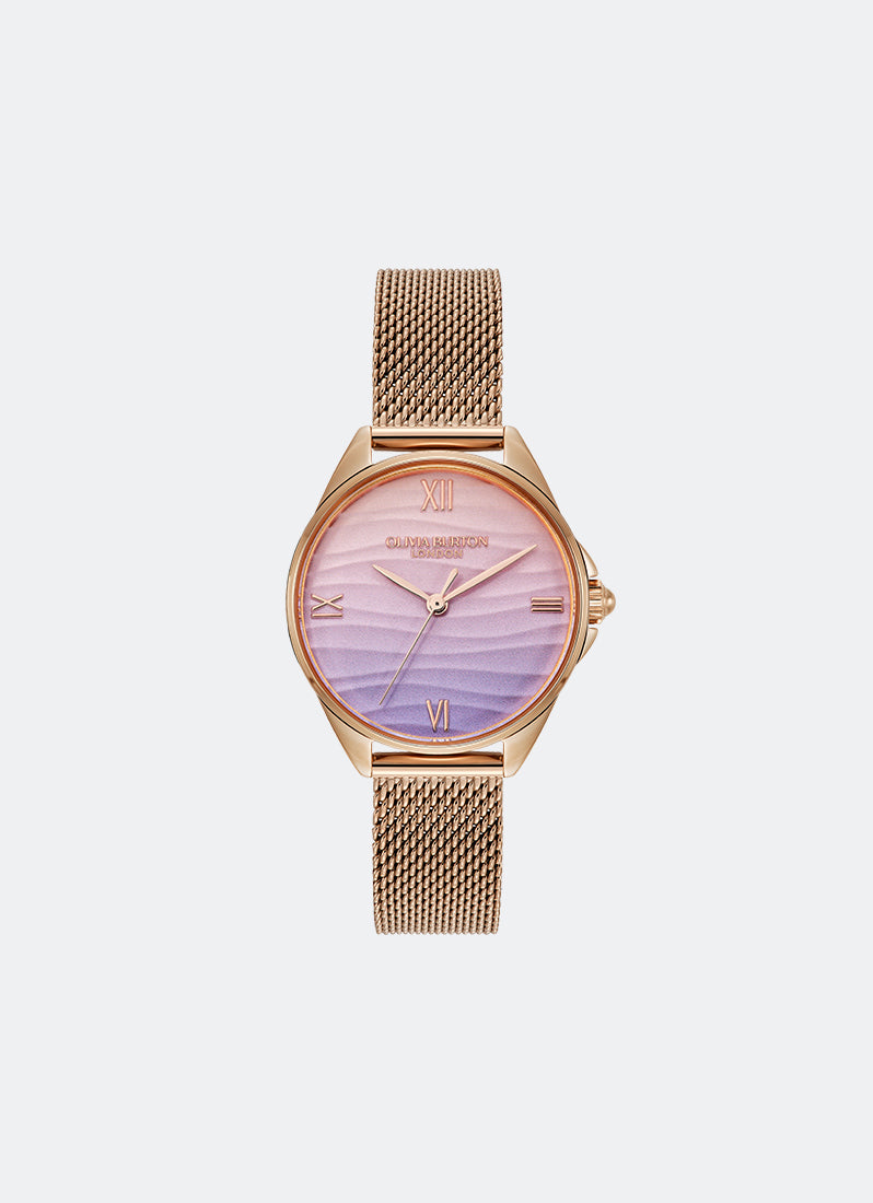 Jam Tangan Olivia Burton Signature Azure Pink/Purple Water Inspired Dial, RG Case, RG Mesh - 30mm 24000337