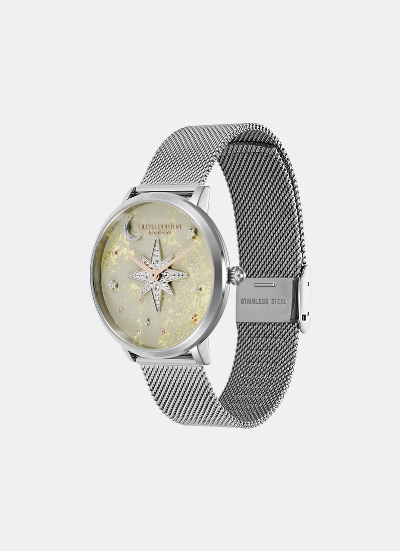 Jam Tangan Olivia Burton Signature Celestial Nova Grey Nebulae & RG Dial, SS Case, SS Mesh 35mm 24000322 