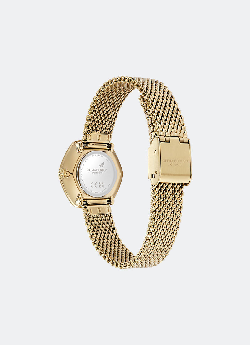 Jam Tangan Olivia Burton Signature Charing Black & Gold Mesh 28mm 24000287