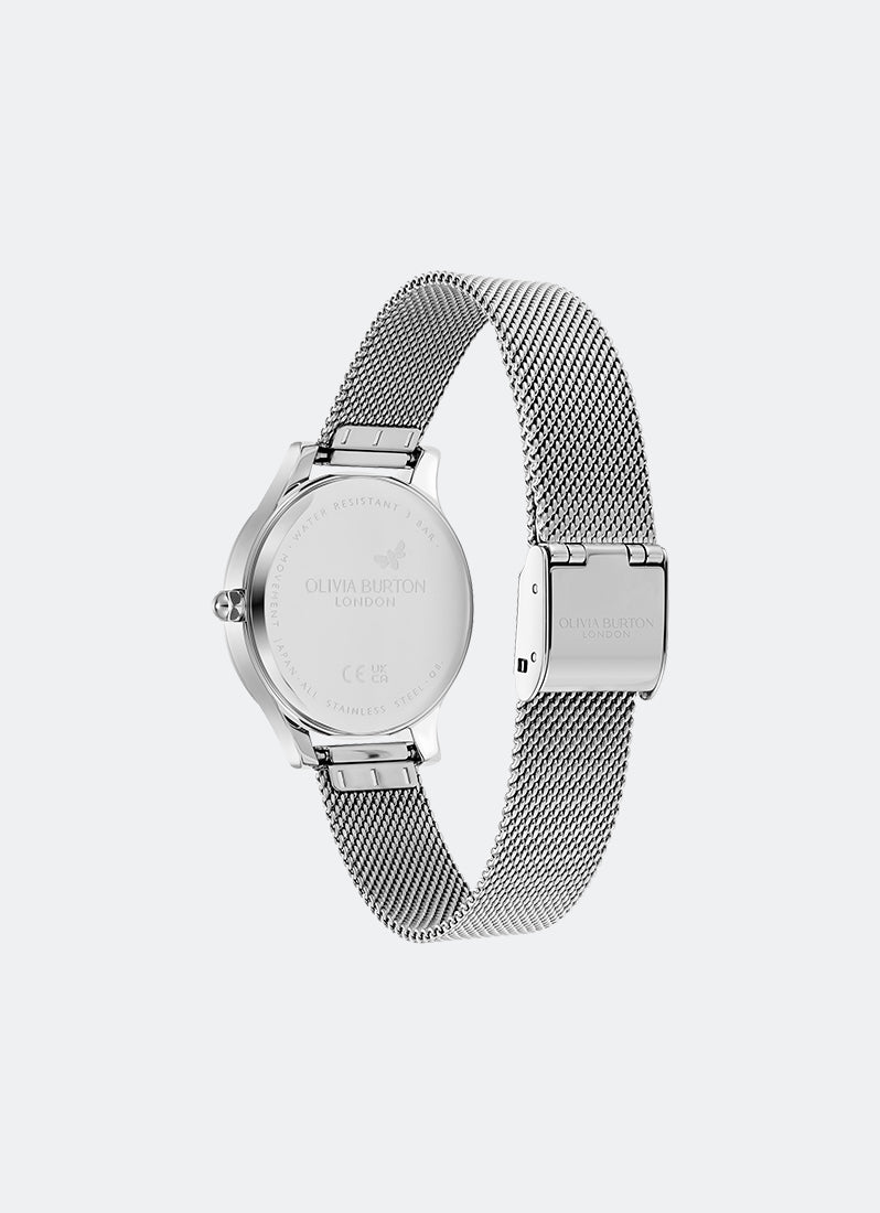 Jam Tangan Olivia Burton Signature Sunburst Texture Silver White Sunray Dial with SS 30mm - 24000212