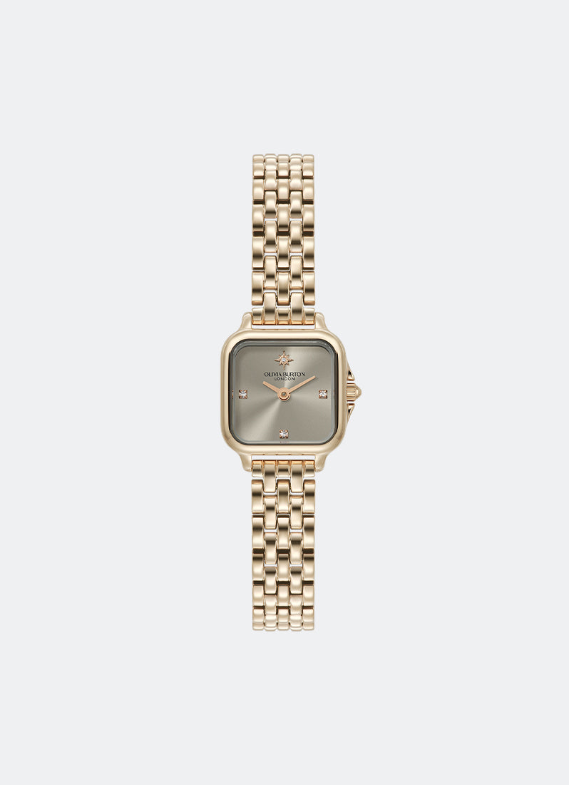 Jam Tangan Olivia Burton Soft Square Earl Grey Dial with North Star Details 5 Link Bracelet 20mm - 24000256