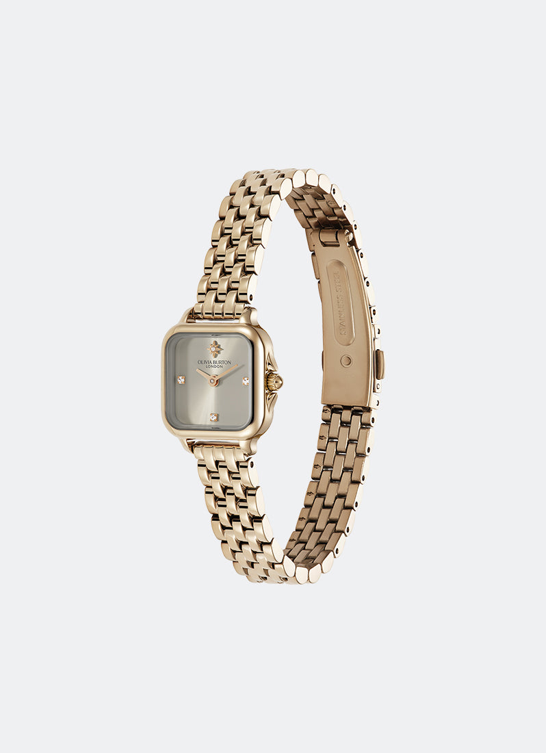 Jam Tangan Olivia Burton Soft Square Earl Grey Dial with North Star Details 5 Link Bracelet 20mm - 24000256
