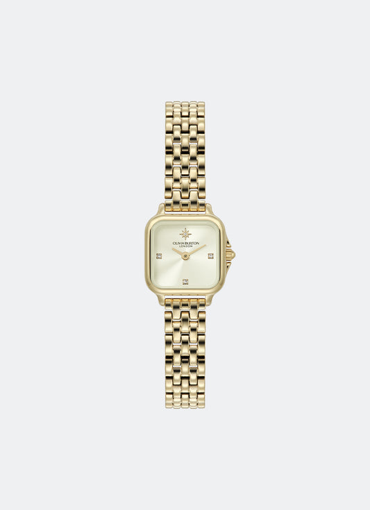 Jam Tangan Olivia Burton Soft Square Ivory Dial with North Star Details 5 Link Bracelet 20mm - 24000257
