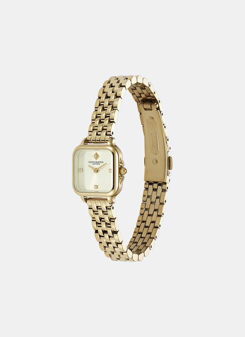 Jam Tangan Olivia Burton Soft Square Ivory Dial with North Star Details 5 Link Bracelet 20mm - 24000257