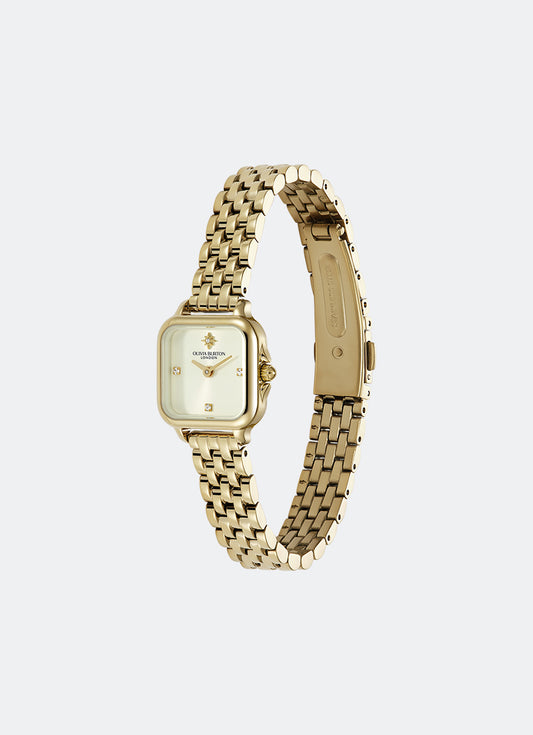 Jam Tangan Olivia Burton Soft Square Ivory Dial with North Star Details 5 Link Bracelet 20mm - 24000257
