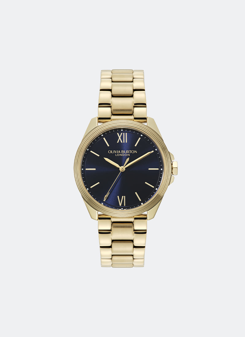 Jam Tangan Olivia Burton Sport Luxe Chiswick Navy Sunray Dial, GP Case, GP Bracelet - 36mm 24000331